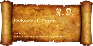 Medveczki Detre névjegykártya
